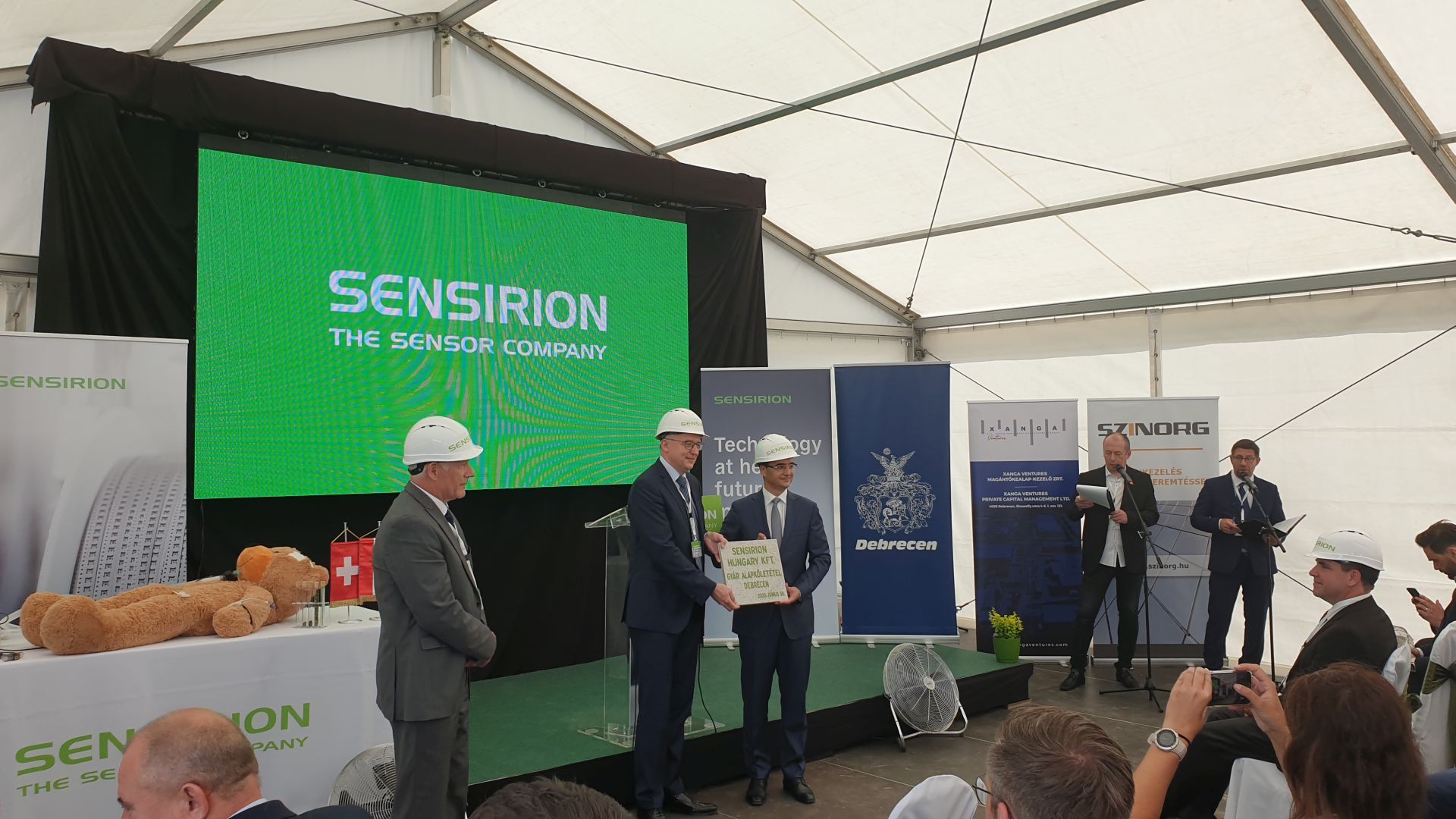 The cornerstone of Sensirion’s first European plant outside Switzerland was laid in Debrecen